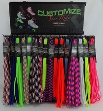 Criss Cross Fat Laces Skate Length 72" 183 CM 3/4" Cotton Blend Molded Plastic