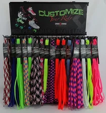 Criss Cross Fat Laces Skate Length 72" 183 CM 3/4" Cotton Blend Molded Plastic
