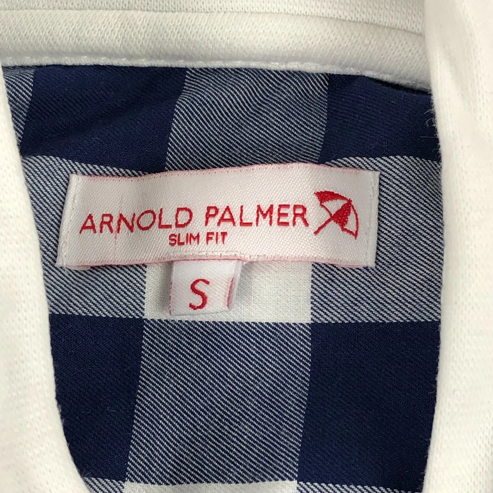 Arnold Palmer Para Hombres Camisa Abotonada Pequeña Azul A Cuadros Calce Ajustado Con Capucha Manga Larga Foto 4 de 4