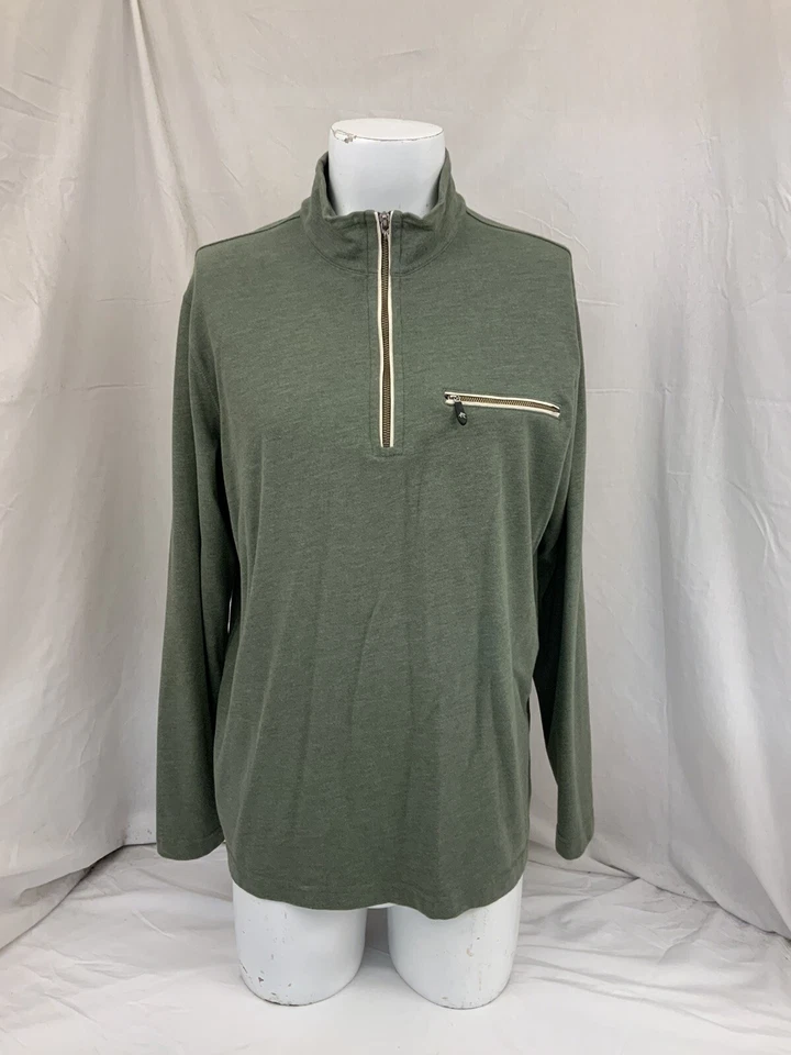 Pullover Orvis L Verde 1/4 Cremallera 100% Algodón Hecho en Perú Como Nuevo YGI Q1-471 Foto 2 de 4