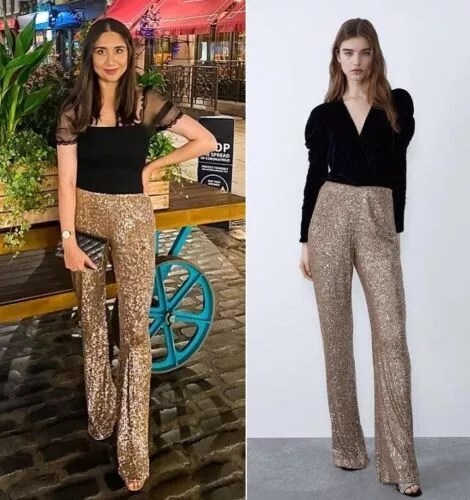 Zara CROPPED SEQUIN PANTS - 07901470-687