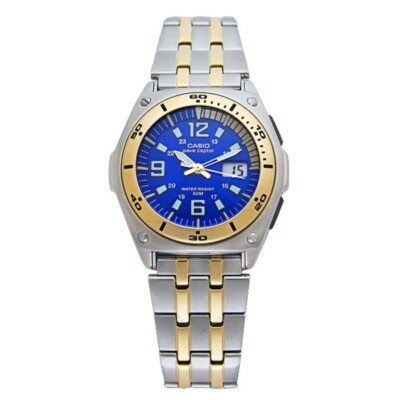 Casio WVQ200HA blaues Zifferblatt Datum Wave Ceptor Metallband, luxuriöse Uhr