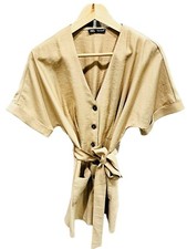 ZARA Tan Button Down Mini Dress size small