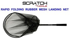 SCRATCH TACKLE RAPID FOLDING RUBBER MESH LANDING NET BOAT SALMON TROUT WADING