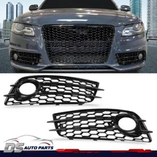 Honeycomb Fog Light Lamp Cover Grille Fit Fit 08-12 Audi A4 B8 S-Line S4 Bumper