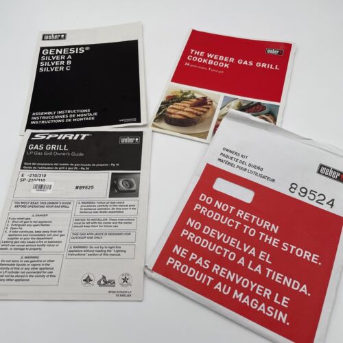 Weber Genesis Silver A B C Gas Grill Owners Manual, Parts List, Cook Book OEM