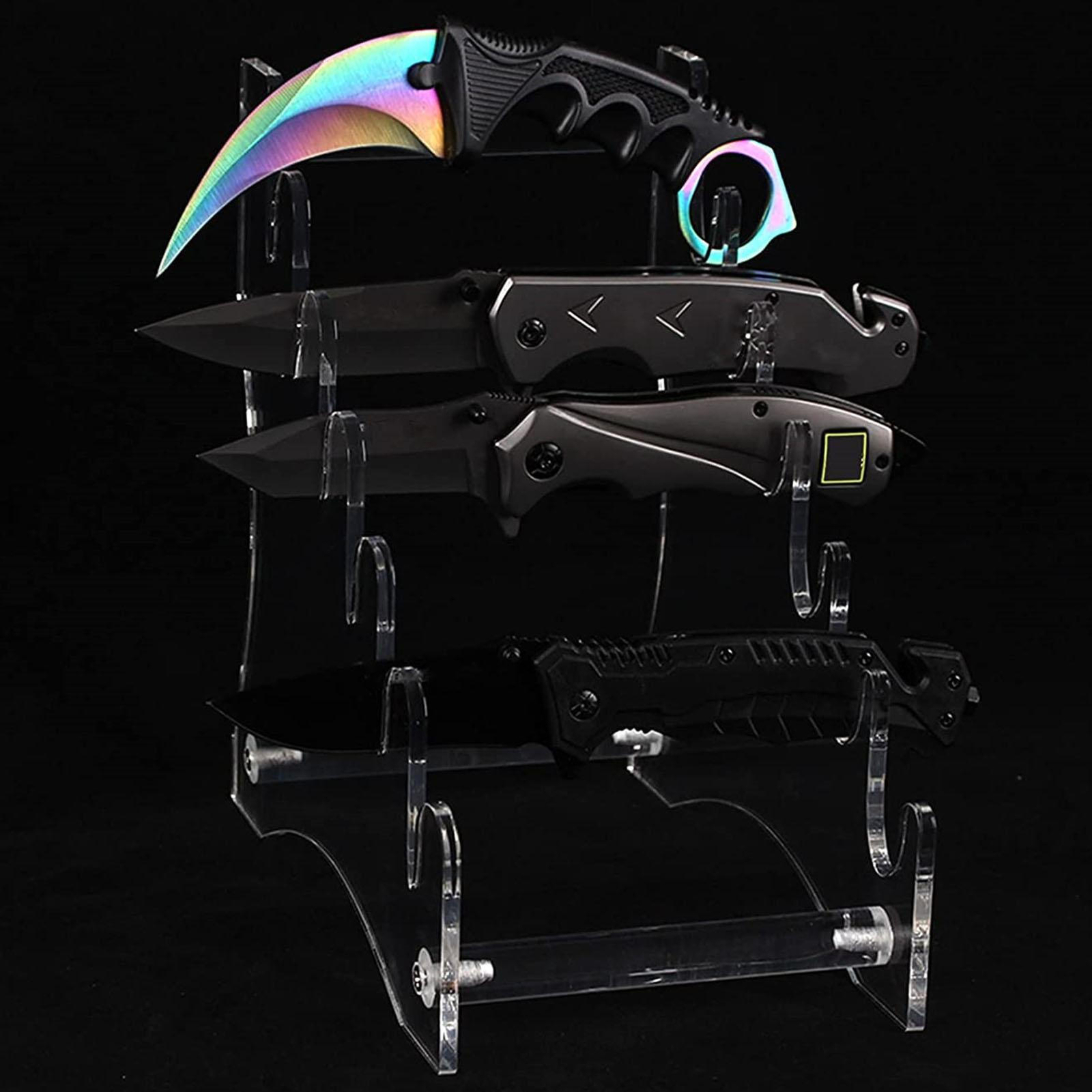 1 Piece Acrylic Knife Display 6 Slot Acrylic Stand Rack Holder for Pocket Knives