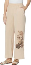DG2 Diane Gilman Wide-Leg Soft Pant Taupe 1X NEW (881)