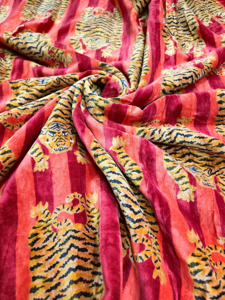 Indian Velvet Upholstery Fabric Sewing Running Fabric Animal Printed By The Yard - Image 4 of 4