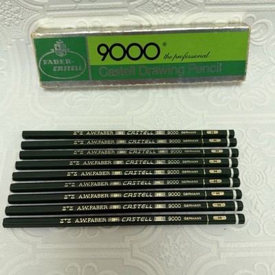 BOXED LOT 9 NEW Vtg. FABER - CASTELL 9000 2H DRAWING PENCILS Made in GERMANY