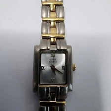 Anne Kline Quartz Watch Silver Dial Silver Gold Bracelet  No Battery Untested 