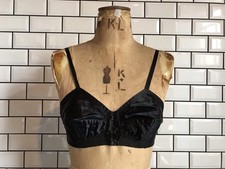 Vintage 1950s Black Satin Bullet Bra Brassiere Made In Germany…