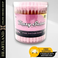 Blazy Susan Pink Cotton Swabs 100ct | Quality Bong Water Pipe Cleaning