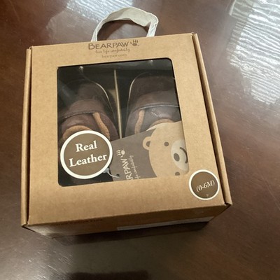 Bearpaw Infants Crib Shoes W/ Strap  Closure Chestnut Color Size 0-6 Months New