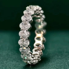 4mm Certified Treated Lovely Off White Diamond Eternity Band Ring In 925 Silver