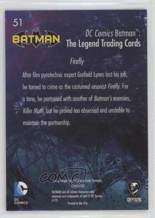 2012-13 Cryptozoic DC Batman: The Legend Firefly #51 0p3 - Image 2 of 3