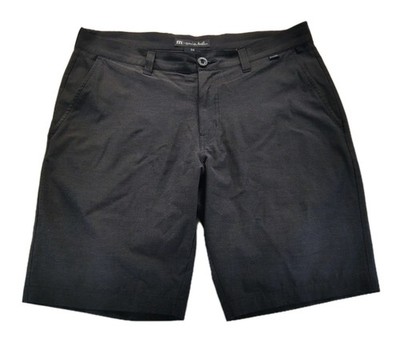 Travis Mathew Men's Golf  Performance Chino Shorts 34 Black Solid Stretch Casual
