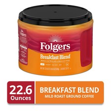 Folgers Breakfast Blend Ground Coffee, Mild Roast, 22.6 oz Canister FREE SHIP