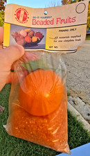 Walco Fibre-Craft ORANGE Beaded Fruit Bead Pinning Christmas Ornament KIT Vtg