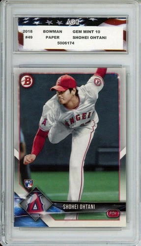 2018 Bowman Paper #49 Shohei Ohtani Rookie Card AGC 10 Gem Mint Dodgers