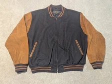 Golden Bear Varsity Jacket Mens XL Black Wool Leather Bomber Vintage USA Made