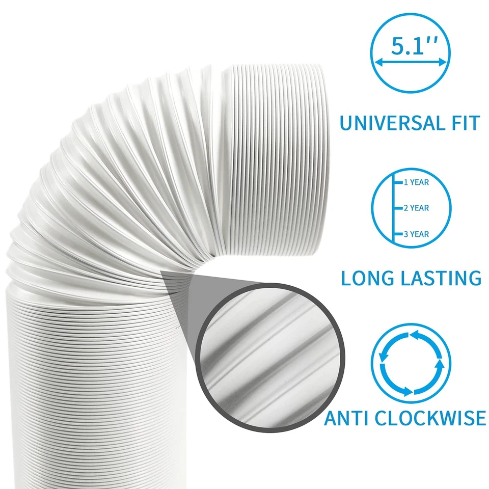 Mangueira de ar condicionado portátil 5,1 polegadas de diâmetro, mangueira CA portátil ventilação de exaustão... - Imagem 4 de 4