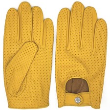 Mens Full Mesh Leather Driving Gloves Unlined -Soft and Thin Italian Lambskin...