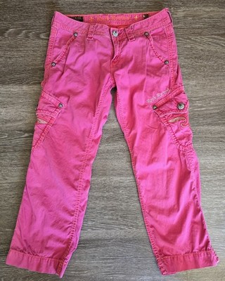 Women's Rock Revival Light Corduroy Capris Red Pink Size 27