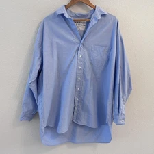 Frank & Eileen Shirley Button Up Shirt Womens Large Blue Cotton Italy Oversized