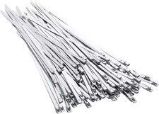 100Pcs 7.8" Metal Zip Ties Stainless Steel Heavy Duty Self-Locking Cable Ties