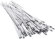 100Pcs 7.8" Metal Zip Ties Stainless Steel Heavy Duty Self-Locking Cable Ties