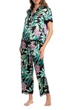 IN BLOOM BY JONQUIL Adeline Lace Trim Crop Pajamas Lace Satin Pajama Lounge Set