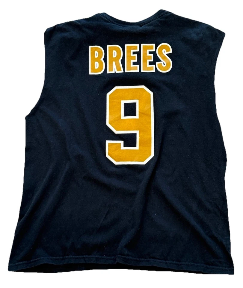 NFL Fútbol New Orleans Saints Drew Brees #9 Para hombres Camiseta Grande Sin Mangas Gildan Foto 2 de 4