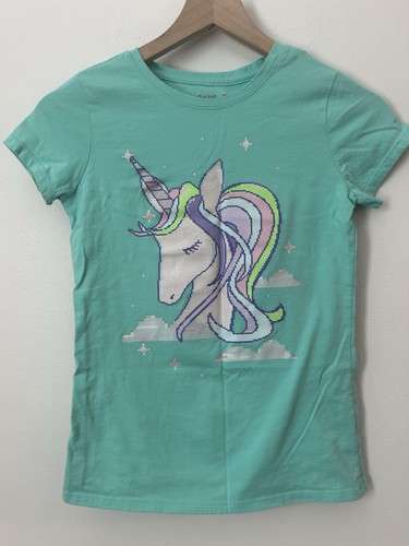 Girls Unicorn Cat & Jack Size 10/12 Teal Tshirt - Picture 1 of 3