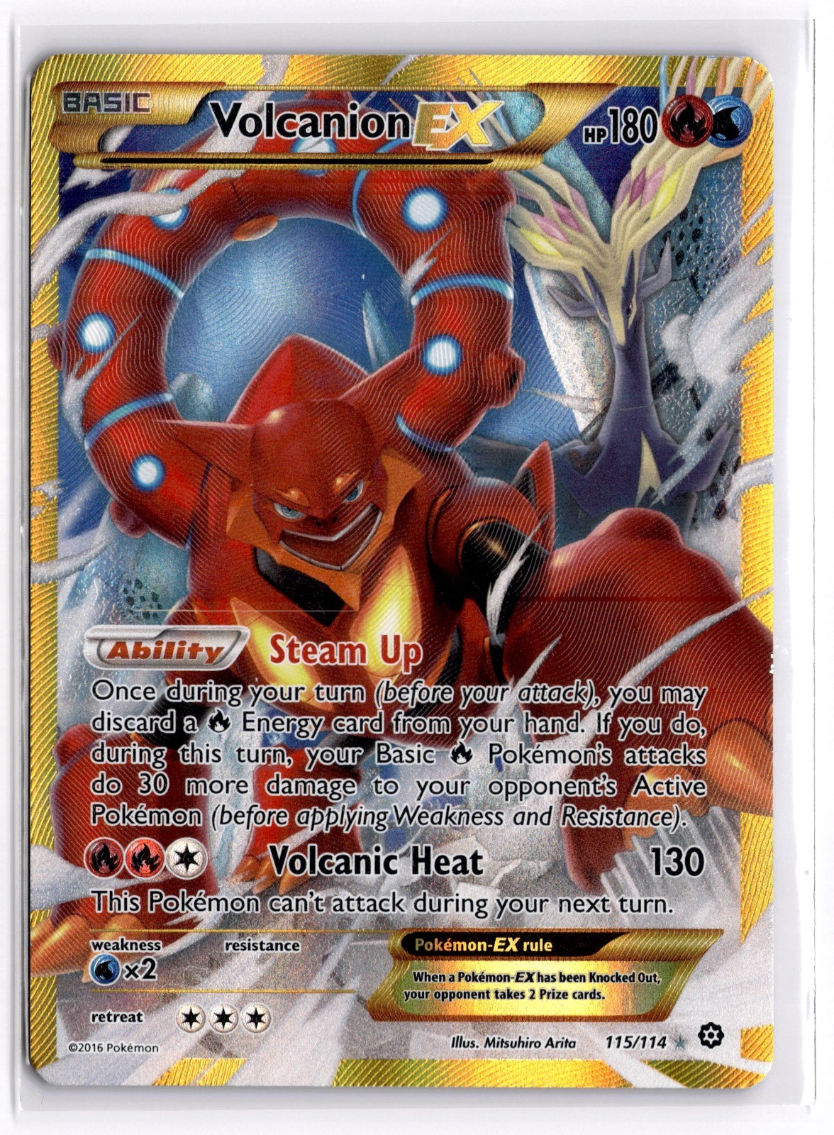 Pokemon TCG Volcanion EX (Gold) 115/114 XY-Steam Siege Secret Rare
