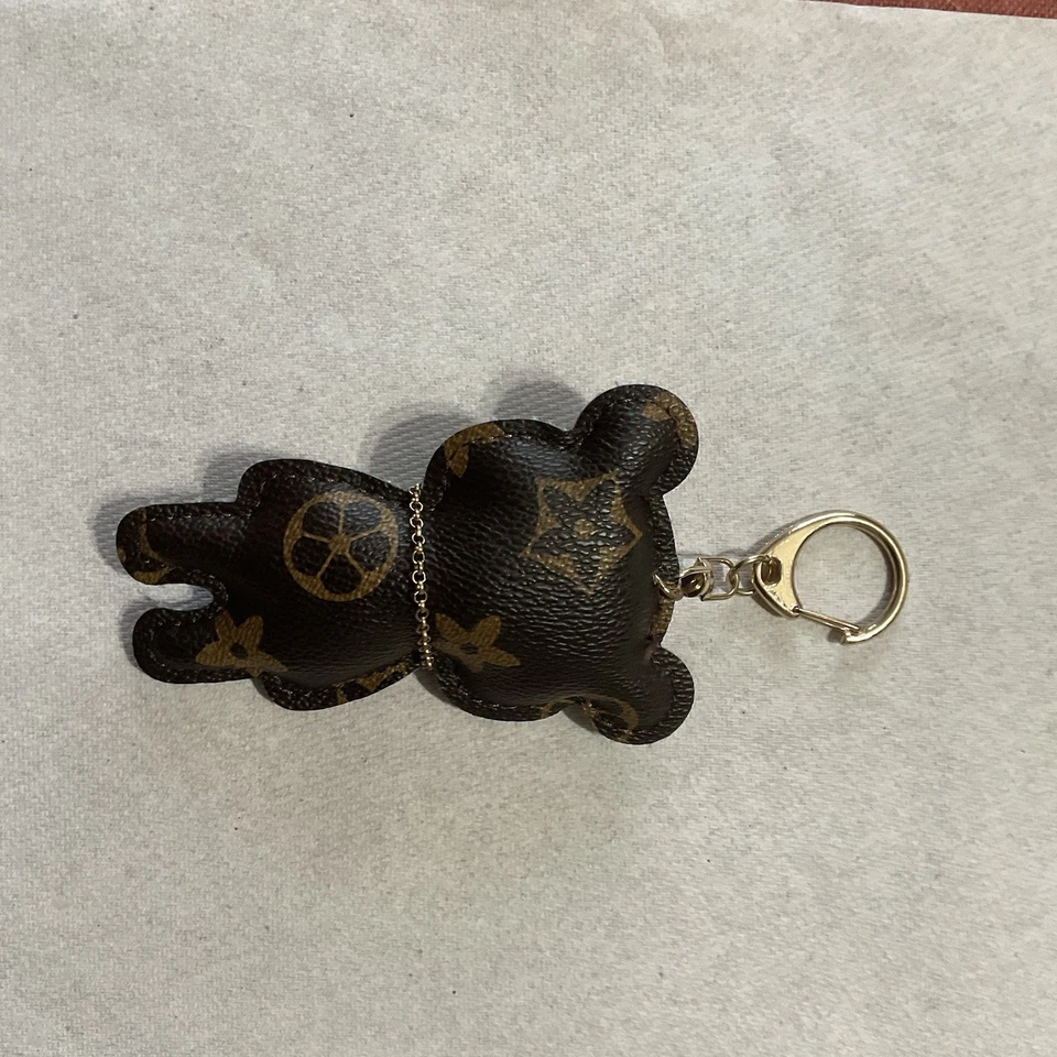 Роскошный коричневый медведь брелок сумка / сумочка подвеска праздник подарок кожаный маленький медведь - Изображение 4 из 4