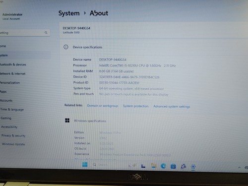 Dell Latitude 5510 Core i5-10210U 1.60 GHz 8 GB 256 GB NVMe Windows 11 Pro - 第 2/8 張圖片