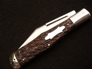 Vintage Robeson Shuredge #616118 Pretty Brown Bone Big Coke Knife 1922 39 Exc