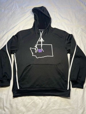 Adidas UW University of Washington Huskies State Map Logo Pullover Hoodie Size M