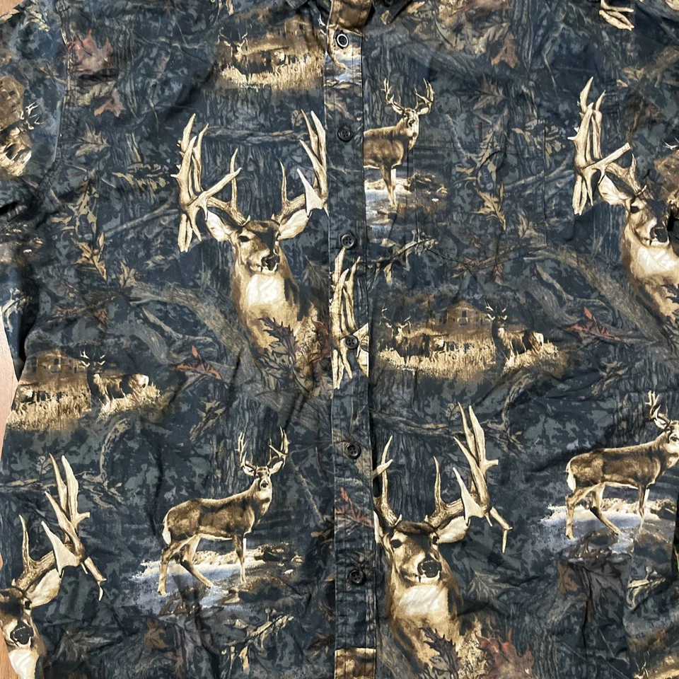 Legacy Falls Outfitters Deer Camo Printed Long Sleeve Button Down Size XL - Image 3 of 4