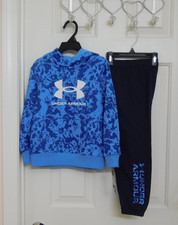 NWT 2pc Under Armour Horizon Blue Hooded Sweatshirt Pants Set sz 3t 4t or 5