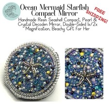 Ocean Mermaid Starfish Compact Mirror   Handm...