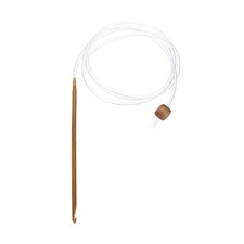 Bamboo Tunisian Circular Crochet Hook 4.5mm US G/7 with Cable Bead Brown