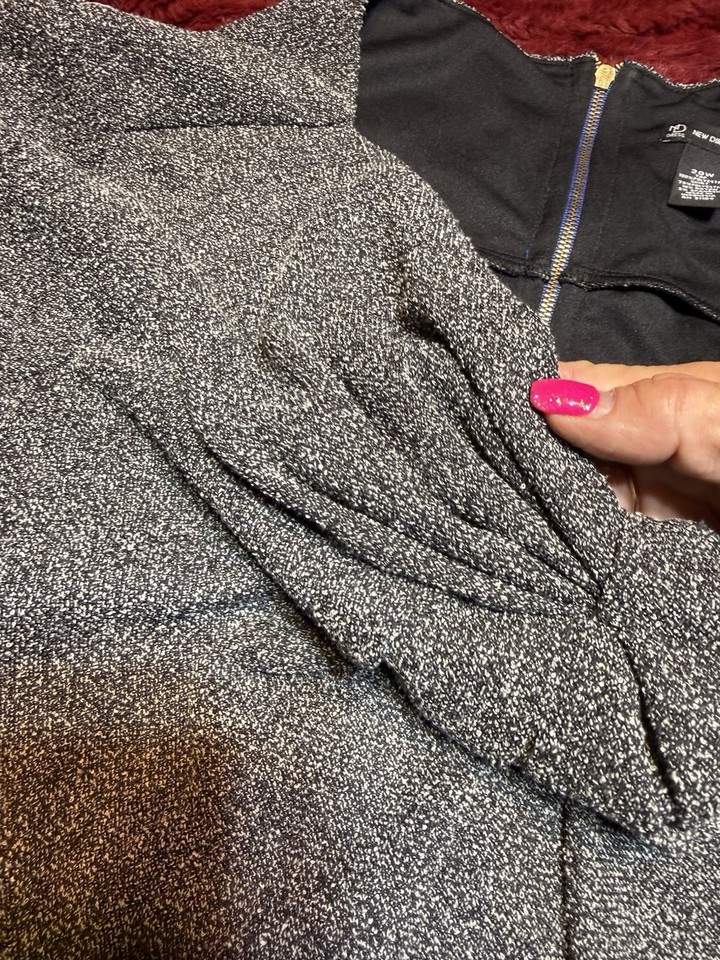 New Directions Gray Black 2 Color Dress Shift Midi 20W Front Twist Knot ...