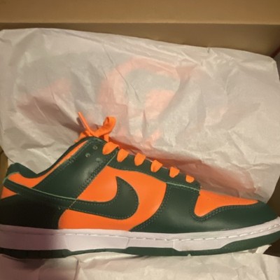 Nike Dunk Low Green Orange Leather Upper Low Top Athletic Basketball Sneakers