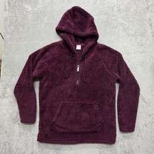 PINK Victoria's Secret Hoodie Womens S Purple 1/4 Zip Pullover Sherpa Fleece