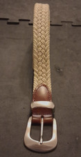 Vtg Size 44 Sturdy Braided Cord & Leather Tab Belt 01-9538 Made In USA