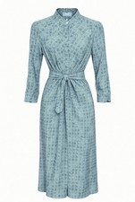 Simply Vera Wang Green Print Midi dress Womens Small Tie Waist Long Sleeve EUC