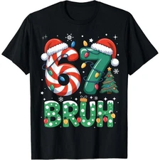 Bruh 67 Six Seven 6 7 Meme Christmas Funny Boy Girl Kids T-Shirt