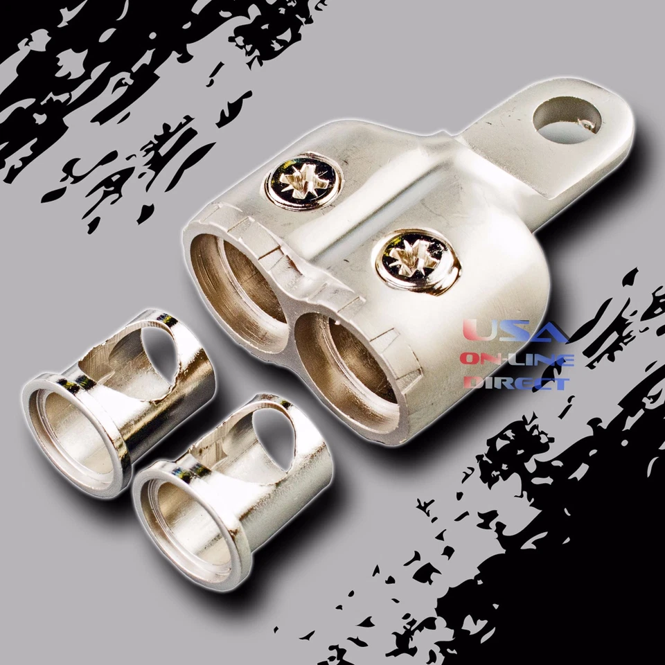 Two Platinum Dual 4/8 AWG Gauge Ring Battery Terminal Adapters Marine Audio UTV - Image 2 of 3